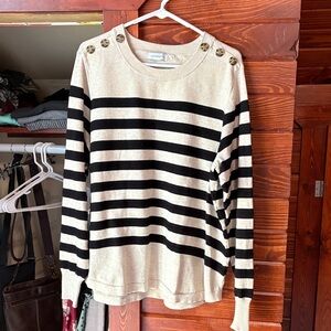 Liz Claiborne Black and Cream Striped Sweater